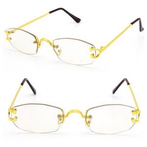 Men’s Rimless Retro Clear Lens Gold Luxury Hip Hop